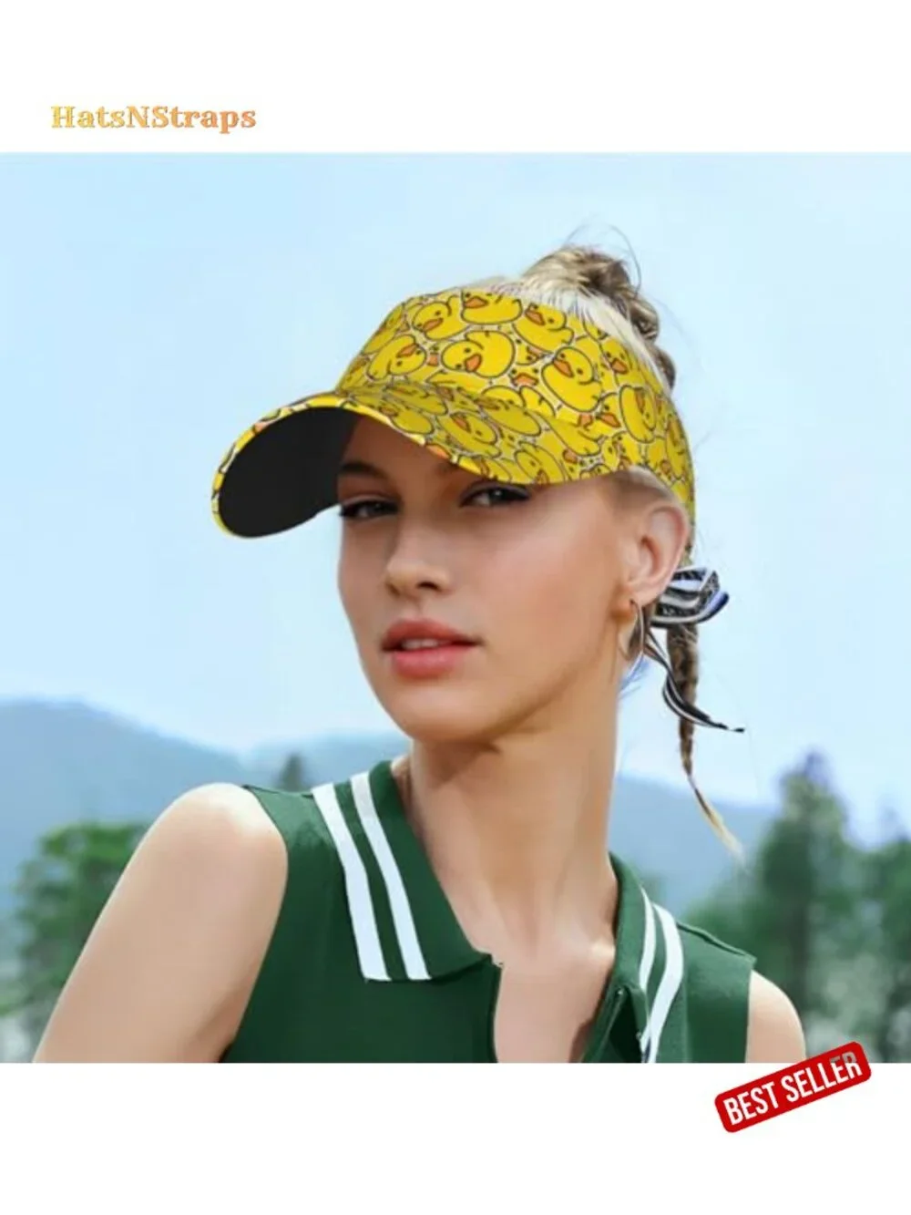 Duck Print Sport Sun Visor Hat Adjustable Velcro Baseball Cap Unisex